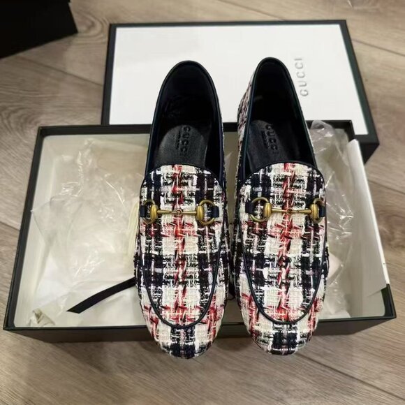 NIB Authentic Gucci Horsebit Accent Tweed Loafer - Picture 2 of 4